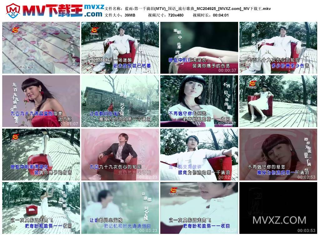 蓝雨-第一千滴泪(MTV)_国语_流行歌曲_MC204925